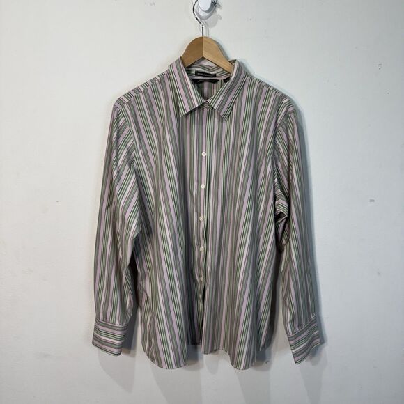 Lot Of 2 — Eddie Bauer Button Up Shirts Women XXL Wrinkle Free Cotton Pink Green - Picture 9 of 16